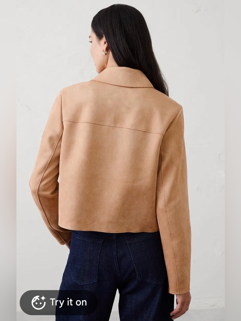 Banana Republic Factory Vegan Suede Cropped Jacket, size M, NWT - Picture 3 of 9